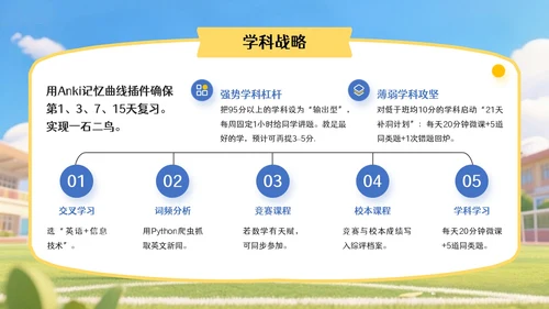 蓝黄色3D风开学季,新学年规划PPT模版