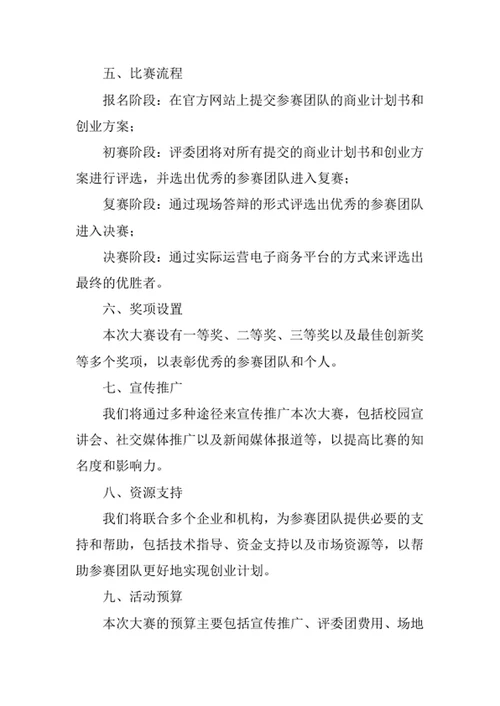 大学生电子商务创业大赛策划书