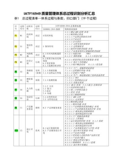 总过程识别分析汇总19个IATF.docx