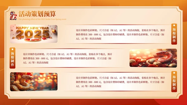 红色创意商务2025蛇年新春活动策划方案PPT模板