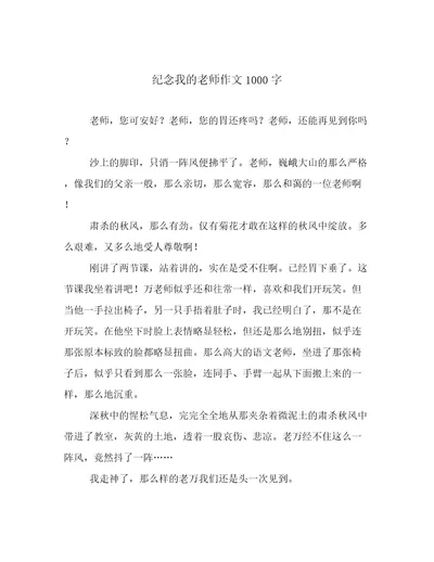 纪念我的老师作文1000字