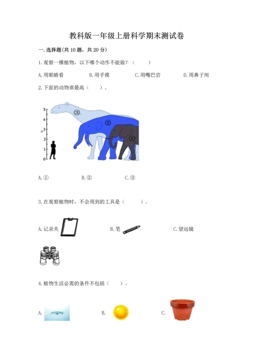 教科版一年级上册科学期末测试卷新版.docx