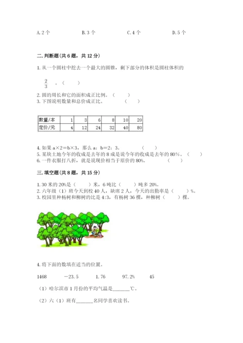 琼海市六年级下册数学期末测试卷精编答案.docx