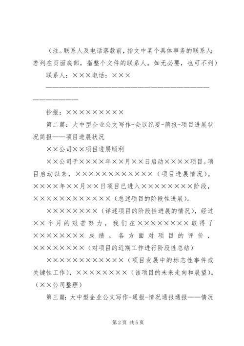 大中型企业公文写作报告汇报工作进展.docx