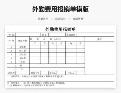 外勤费用报销单模版
