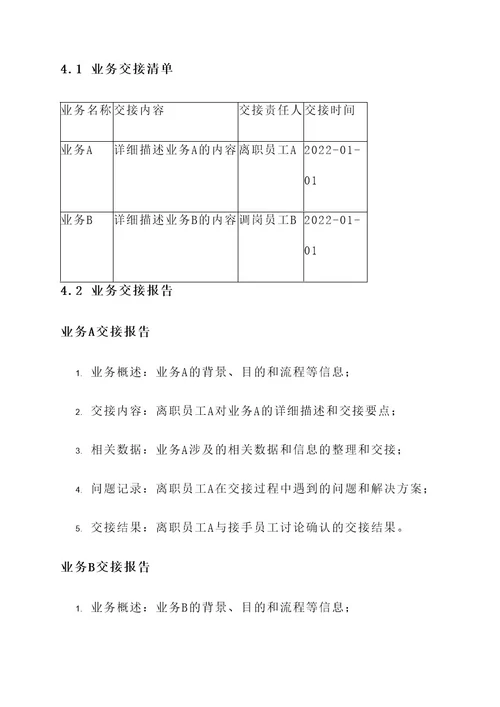 公司分工业务交接方案