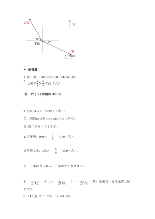 小学六年级上册数学期末测试卷加解析答案.docx