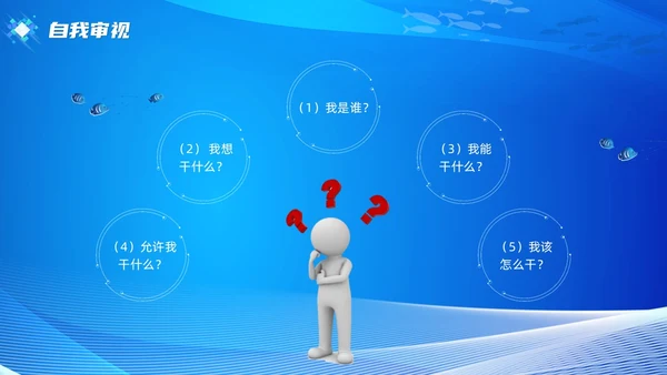 教师专业发展简约渐变蓝色边框鱼缸鱼职业规划老师教师培训