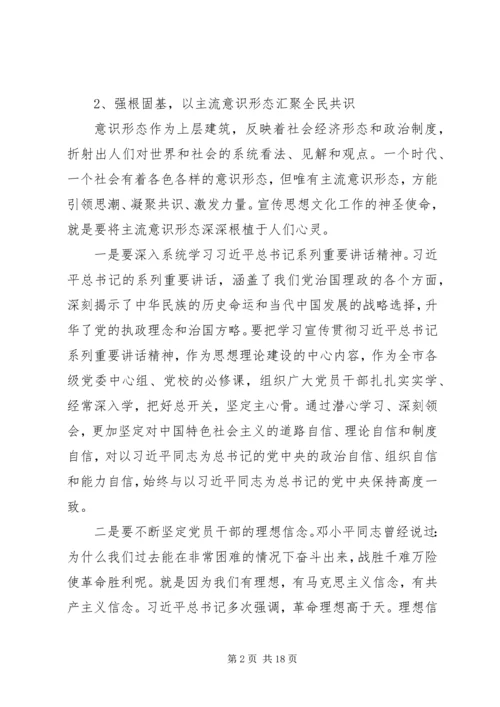 全市宣传思想工作会议上的致辞摘要.docx