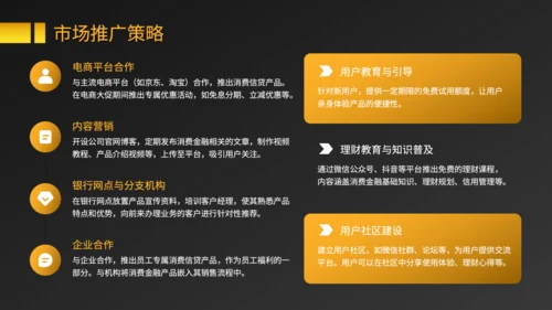 黑色商务风消费金融产品的市场推广与盈利规划PPT