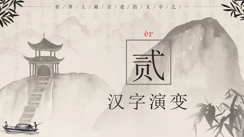 黑色中国风有趣的汉字带内容PPT模板