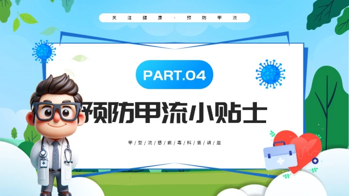 预防甲型流感病毒医学知识PPT模板