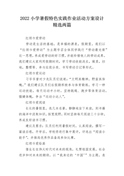 2022小学暑假特色实践作业活动方案设计精选两篇.docx