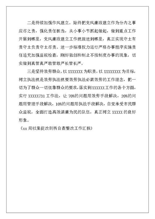 xx局以案促改剖析自查整改工作汇报