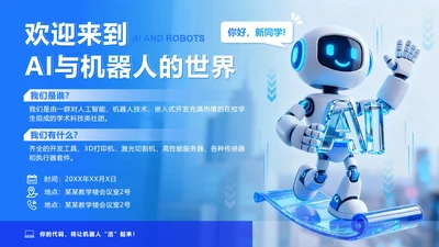 蓝色科技风AI机器人社团招新PPT单页
