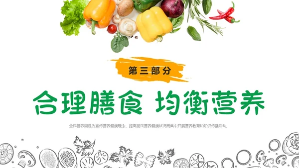 绿色橙色简约健康饮食膳食营养动态PPT全民营养周