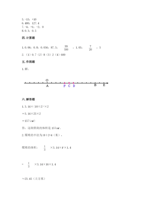 冀教版小学六年级下册数学期末检测试题及参考答案（突破训练）.docx