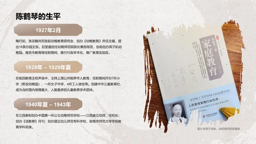橙色复古风陈鹤琴——人物介绍PPT模板