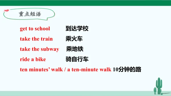 Unit 3 How do you get to school? 单元综合复习课件 人教版英语七年级