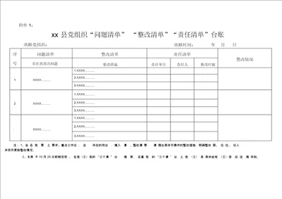 党组织“问题清单“整改清单“责任清单三个清单台账模板