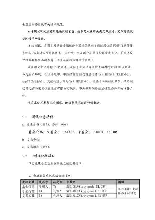 深交所与我国结算基金盘后业务第一次全网测试专题方案.docx