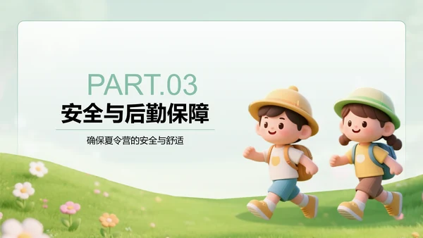 绿色3D风暑假夏令营行程介绍PPT模板