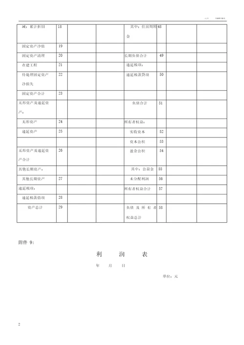 企业资产负债表和损益表模板