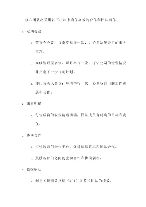 公司核心团队机制方案