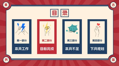 复古创意卡通插画民国风工作汇报PPT模板