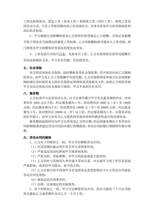 软件公司劳动合同