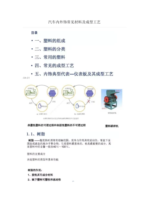 汽车内外饰常用材料及成型工艺培训资料模板.docx