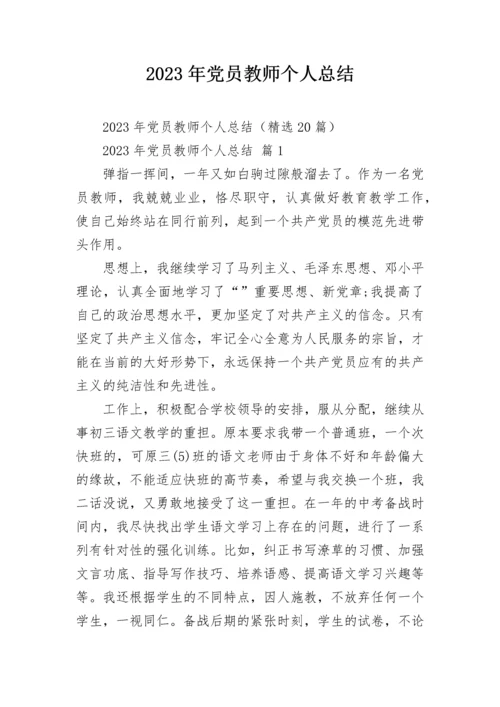 2023年党员教师个人总结.docx