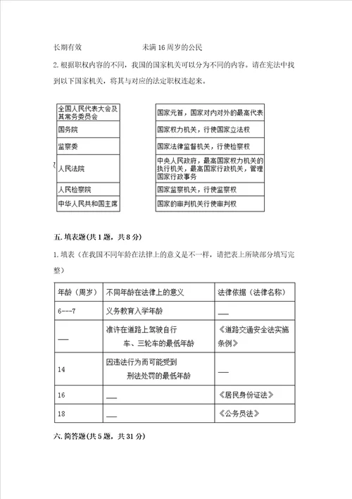 部编版六年级上册道德与法治期末测试卷及答案新