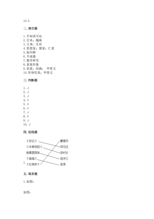 五年级上册道德与法治第四单元骄人祖先 灿烂文化测试卷含答案【完整版】.docx