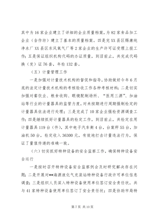 县质监局上半年工作汇报 (4).docx