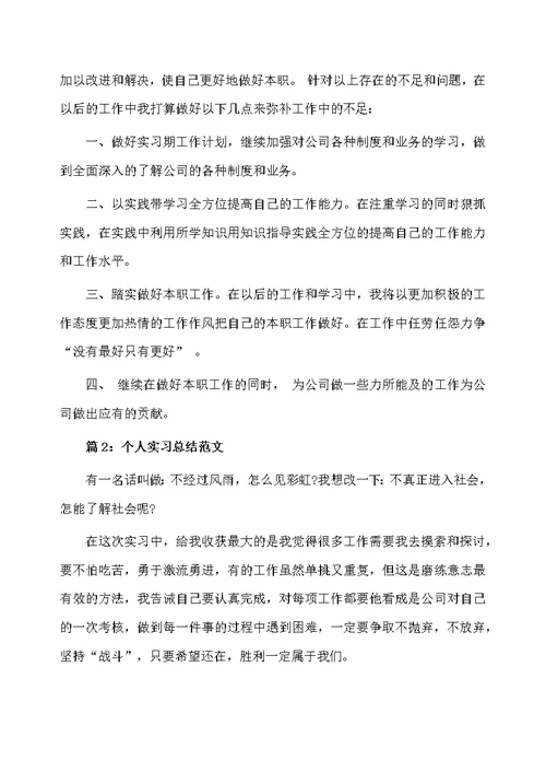 大学个人实习总结范文