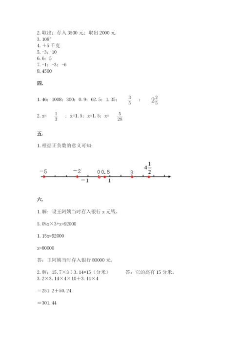 人教版数学六年级下册试题期末模拟检测卷有答案.docx