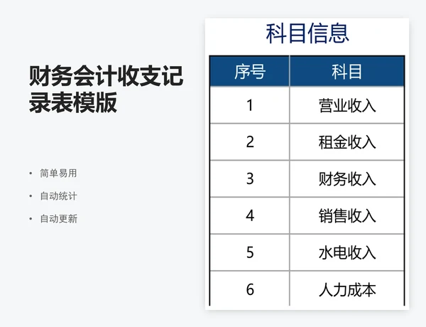 财务会计收支记录表模版