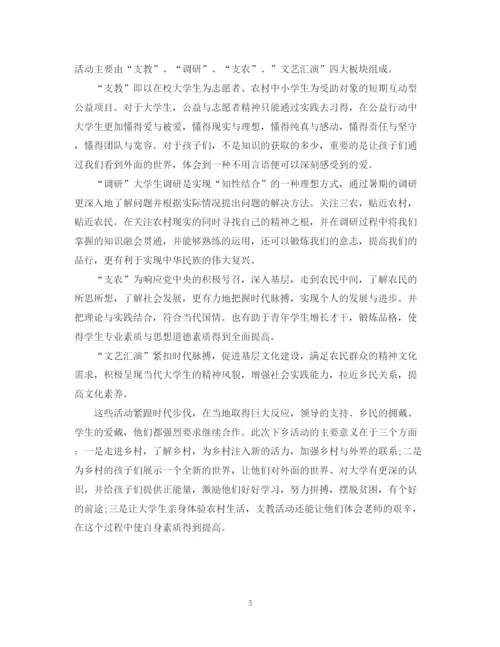 精编之大学生暑假三下乡实践活动总结范文.docx