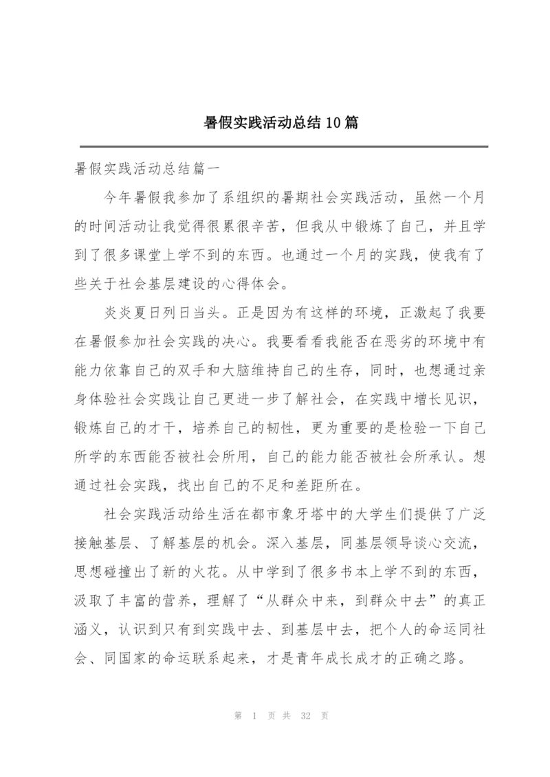 暑假实践活动总结10篇.docx