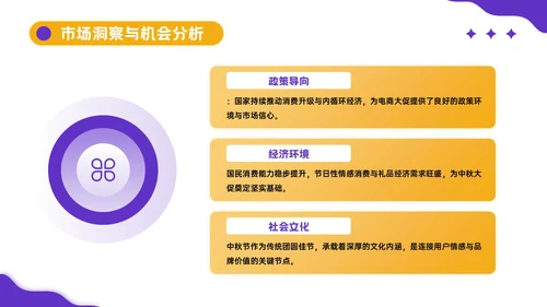 黄紫色插画风中秋营销活动PPT模板