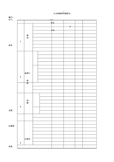人力资源费用预算表格