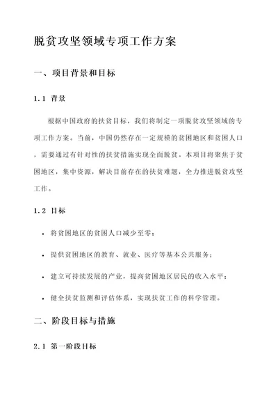 脱贫攻坚领域专项工作方案