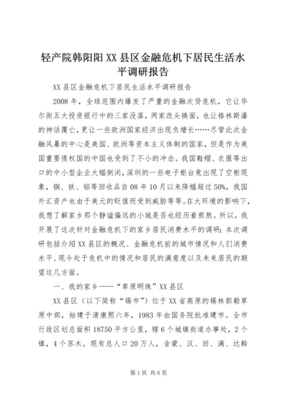 轻产院韩阳阳XX县区金融危机下居民生活水平调研报告.docx