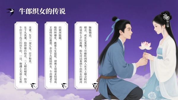 紫色插画风七夕节宣传PPT模板