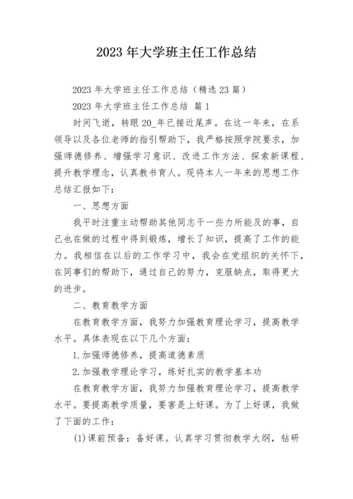 2023年大学班主任工作总结.docx