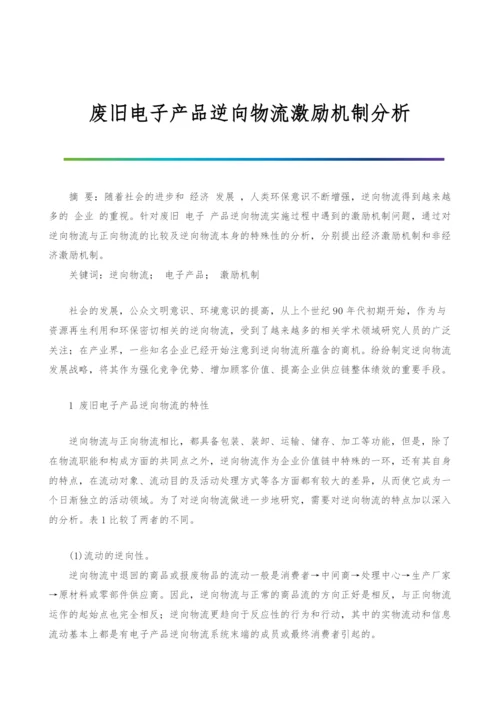 废旧电子产品逆向物流激励机制分析.docx