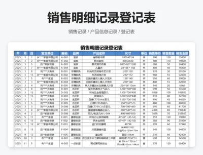 销售明细记录登记表