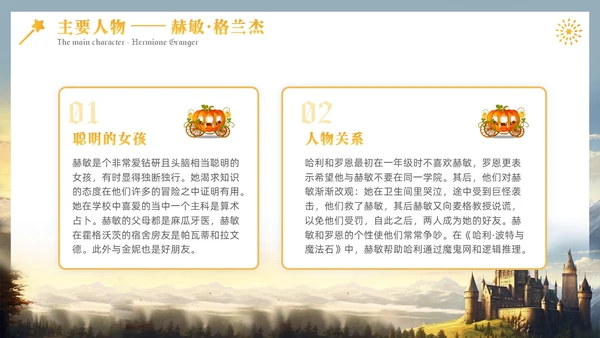 黄色插画风哈利波特魔法电影鉴赏万圣节影视培训通用PPT