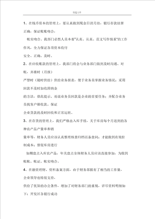 财务经理工作总结